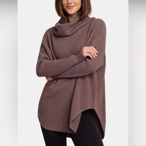 Planet By Lauren G Waffle Knit Cowl Neck Sweater Top One Size Brown Slouchy Boxy